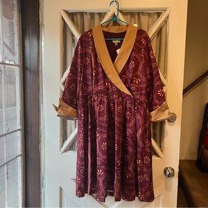 Plus size Lindy Bop Maroon and gold wrap dress